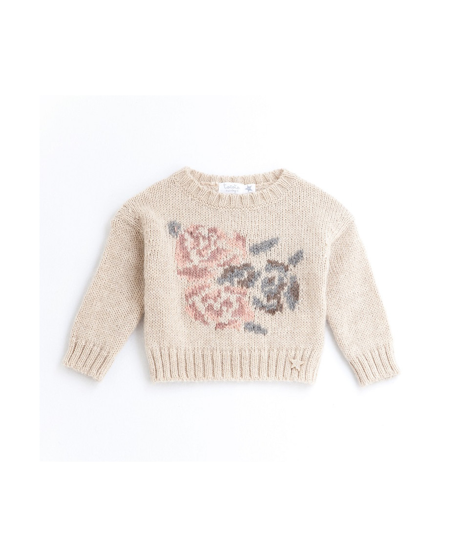 TOCOTO SWEATER BABY ROSES BEIGE