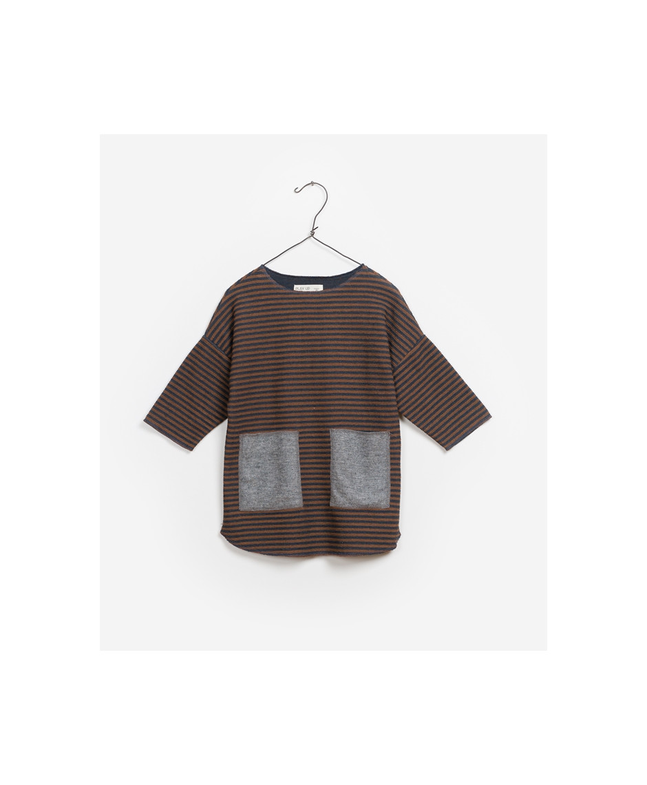 PLAY UP DRESS STRIPES CARBON BROWN