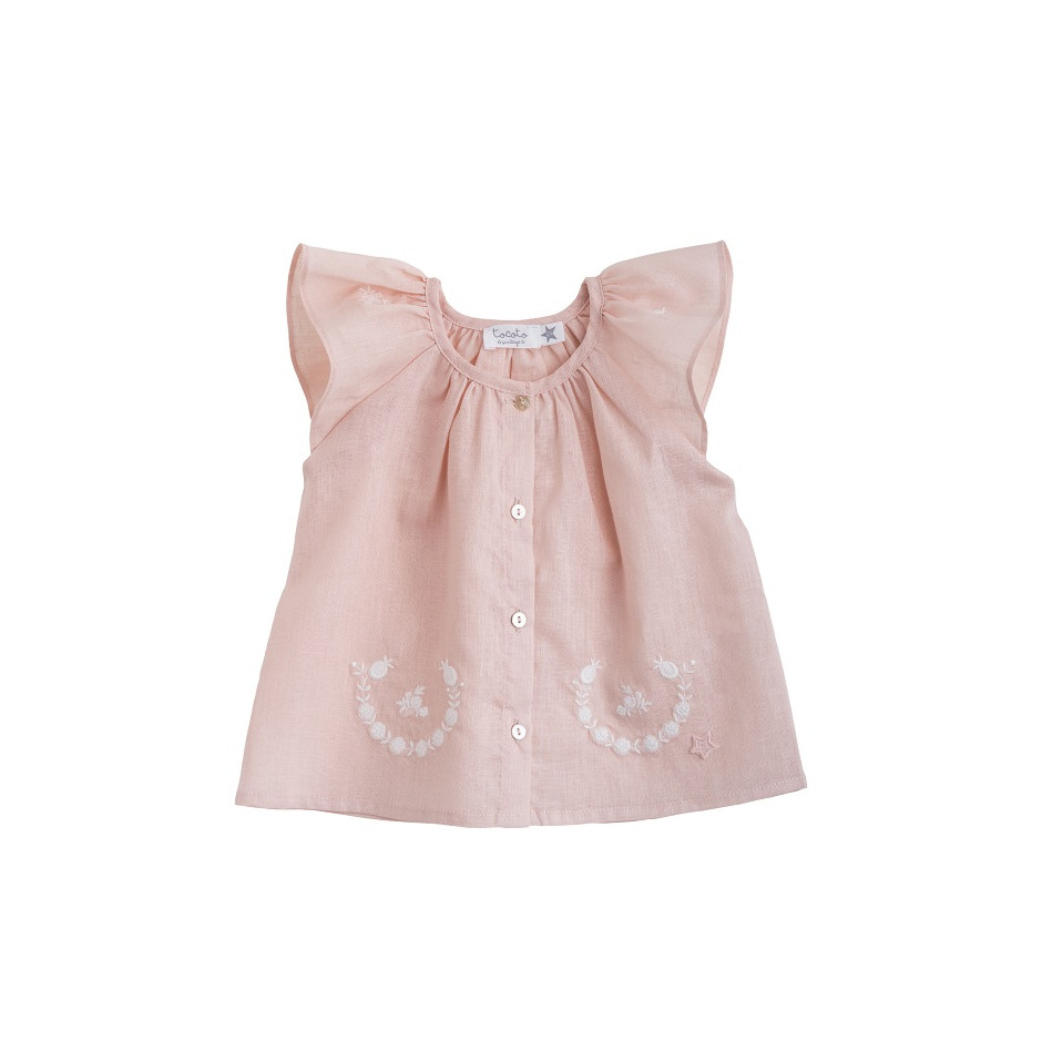 TOCOTO BLOUSE EMBRODERY PINK