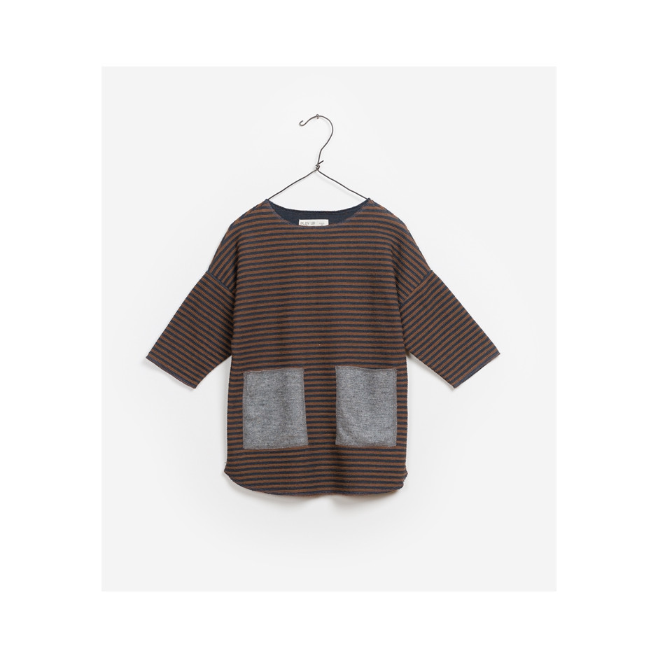 PLAY UP DRESS STRIPES CARBON BROWN