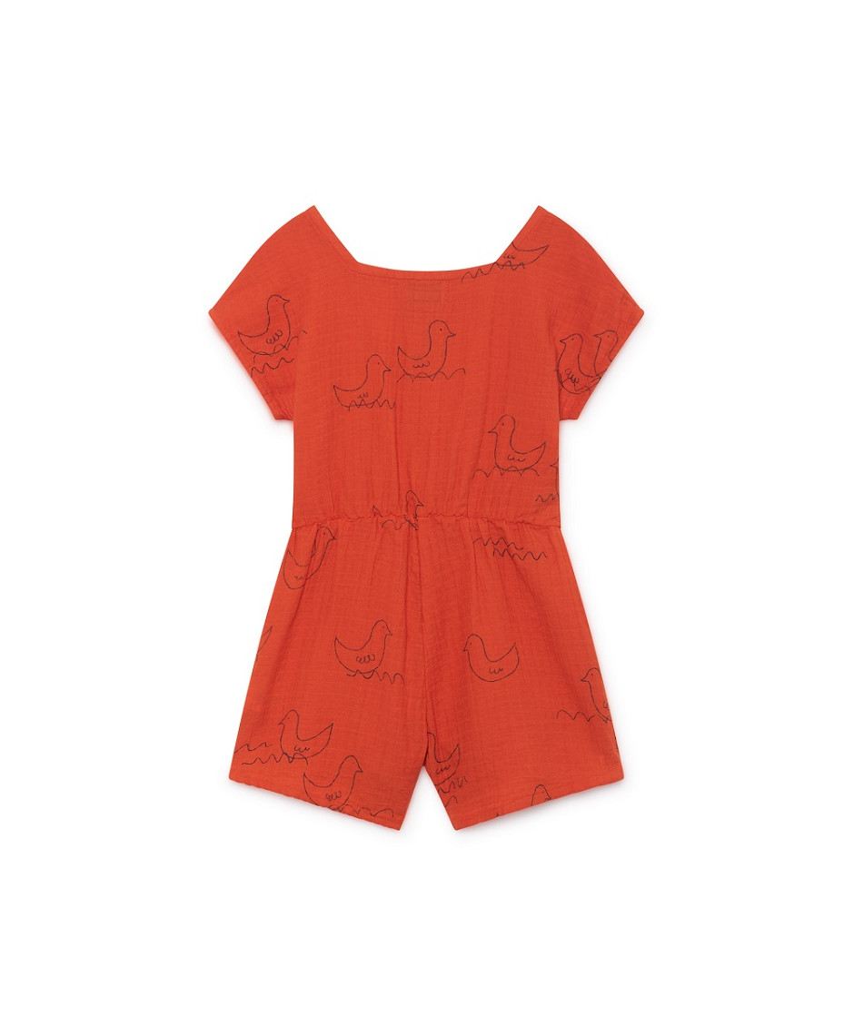 BOBO CHOSES PLAY SUIT GEESE RED-ORANGE