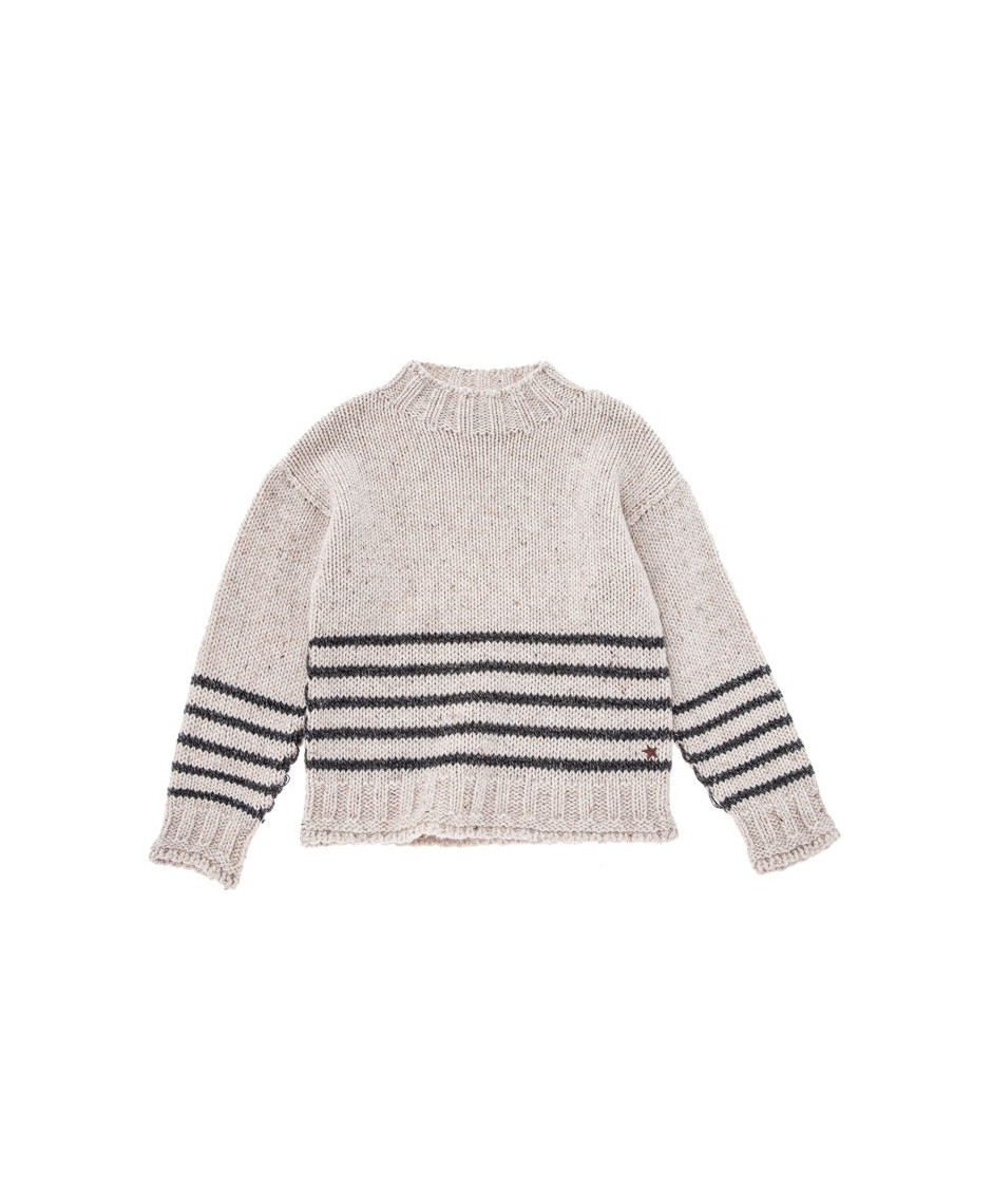 TOCOTO VINTAGE STRIPED SWEATER WITH FUNNEL NECK