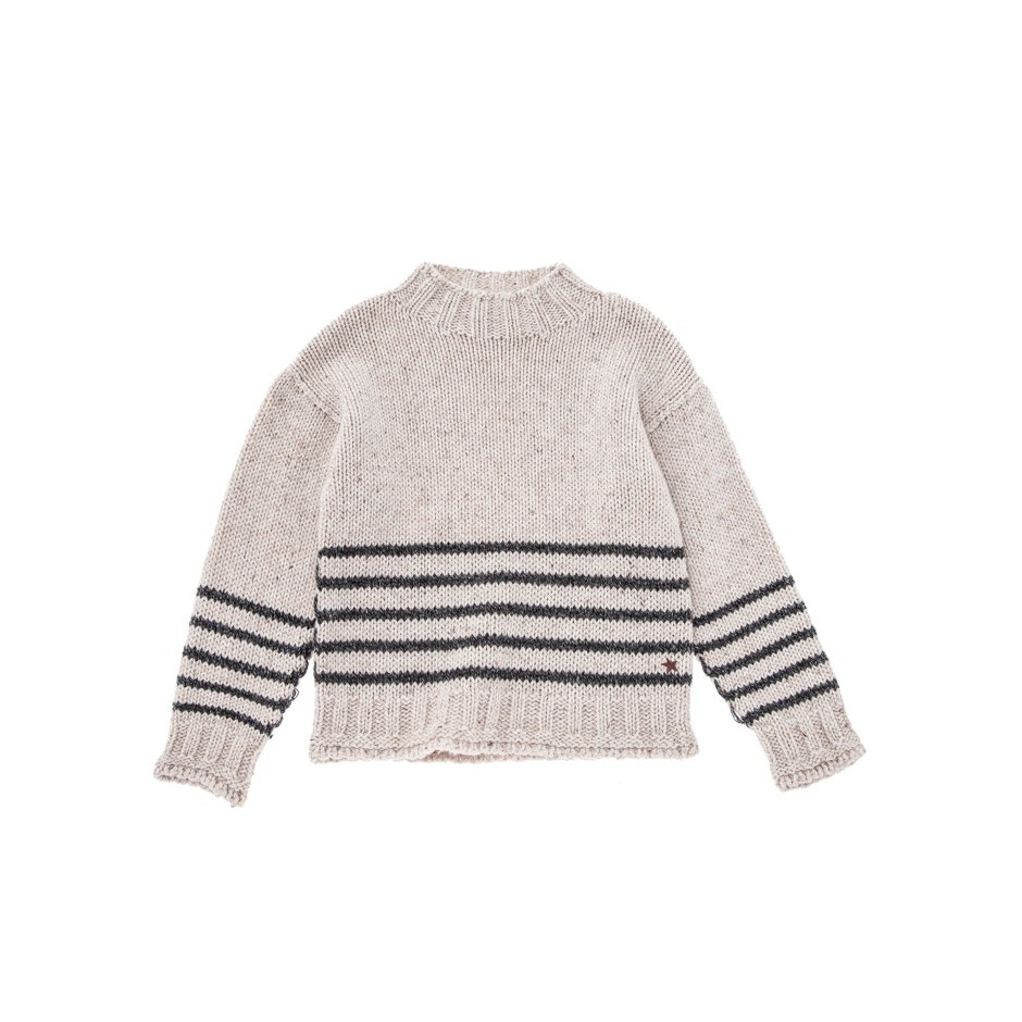 TOCOTO VINTAGE STRIPED SWEATER WITH FUNNEL NECK